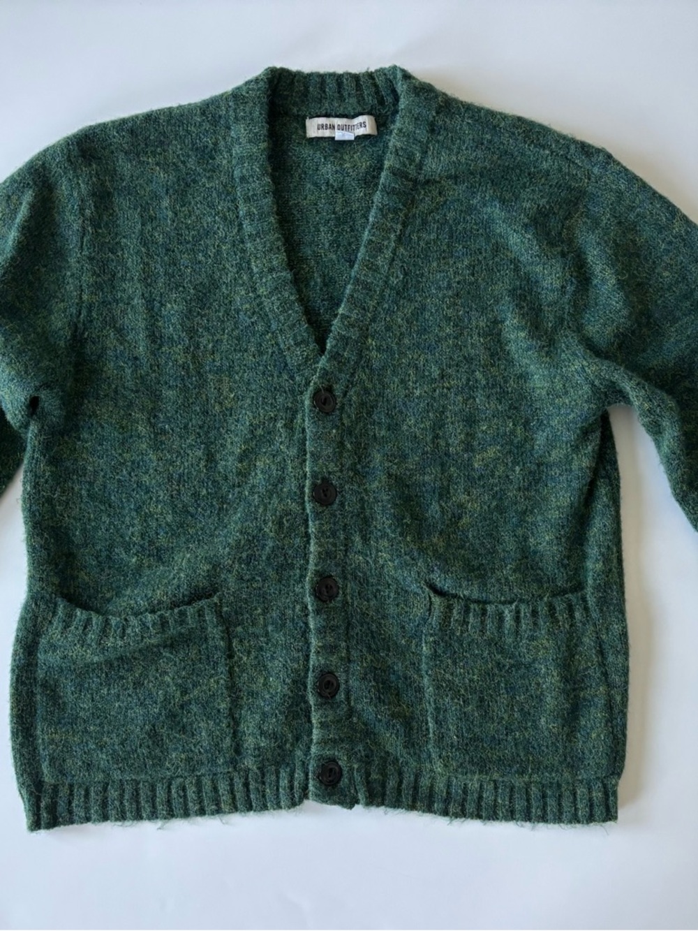 Urban Outfitters Forest Green Wool-Blend Button Cardigan